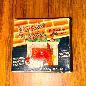 Vintage Christmas mouse candle holder 1988 fireside friends